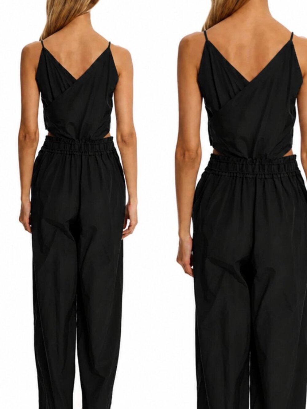 3.1 Phillip Lim Silk Cotton Sleeveless Modern Cutout Wide Leg Jumpsuit Black 00 - Picture 3 of 10